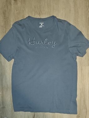 Hurley Slate Blue Script Logo Short Sleeve Tee